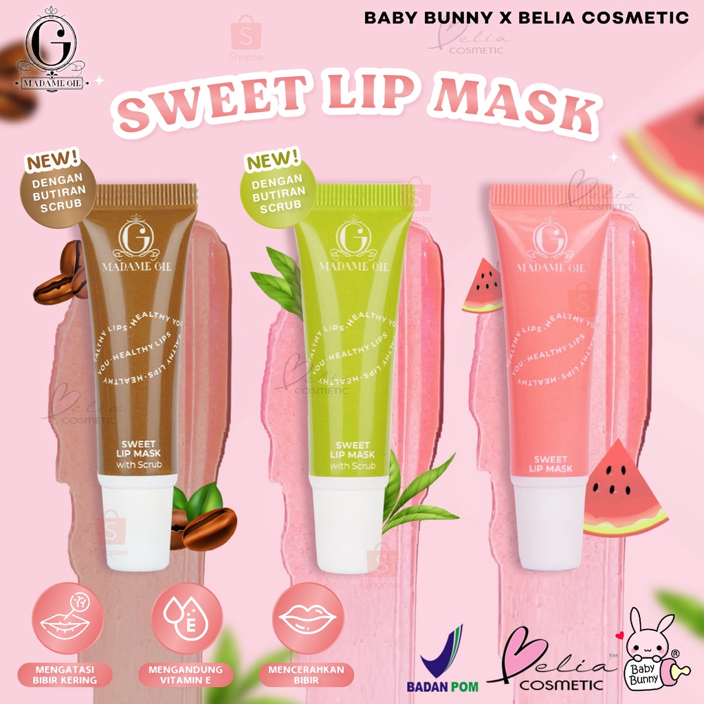 ❤ BELIA ❤ Madame Gie Sweet Lip Mask - Masker Scrub Bibir Cerah (✔BPOM)