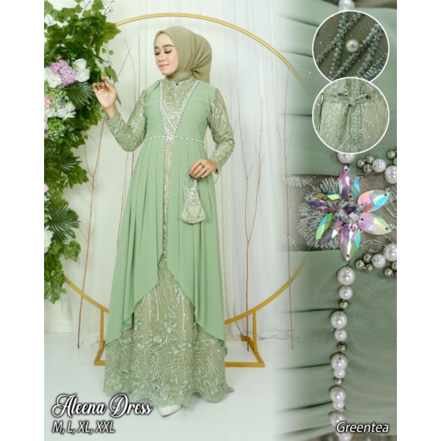 KEBAYA MODERN // KEBAYA WISUDA // ALEENA DRESS // BAHAN TILLE BORDIR MIX CERUTY BABYDOLL + PAYET // By SABANA