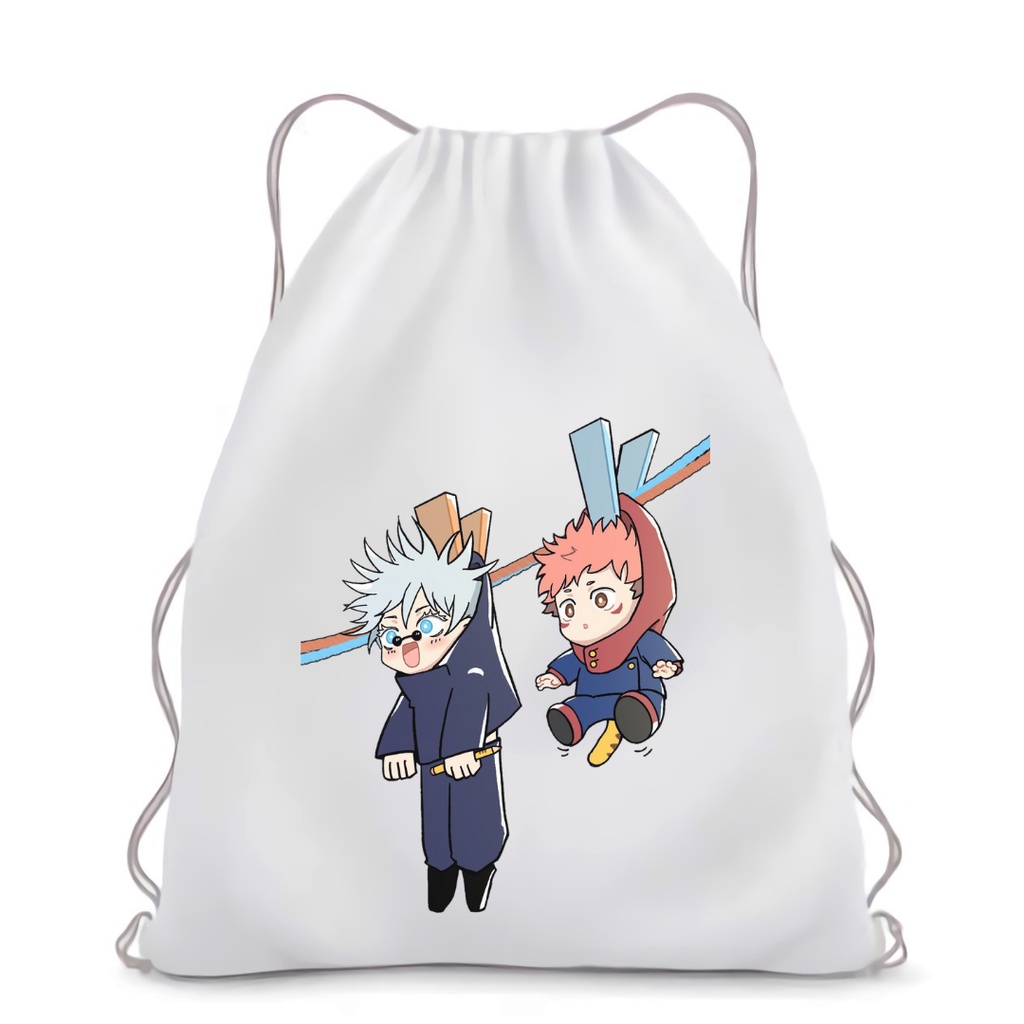 BISA CUSTOM Stringbag Ransel Serut Tas drawstring Anime JUJUTSU KAISEN tas sekolah kampus olahraga string bag multifungsi || Kiiyoomii ||