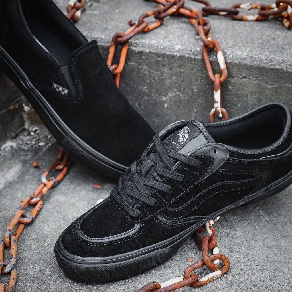 VANS SLIP-ON &amp; ROWLEY SKATE x MOTORHEAD BLACK OUT  ORIGINAL 100%