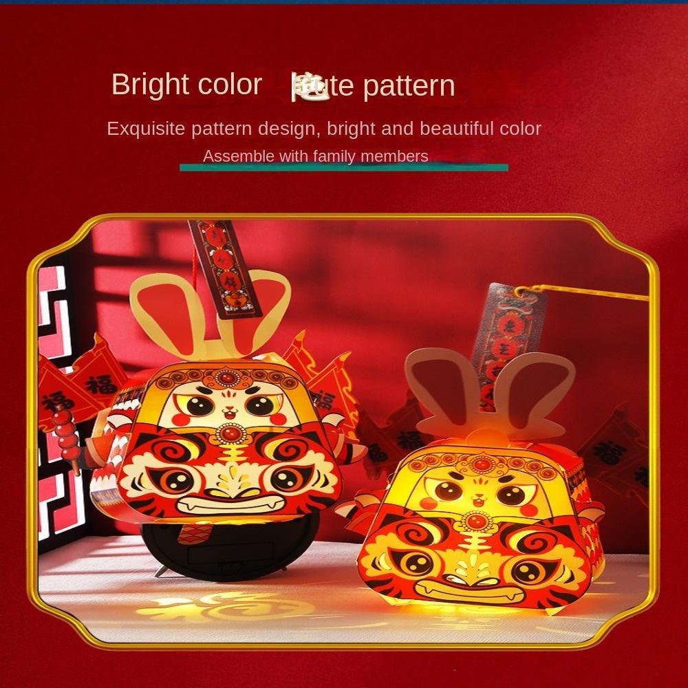 R-bunga Lampion Merah Dekorasi Tahun Baru China Lantern Handmade Handheld Projection