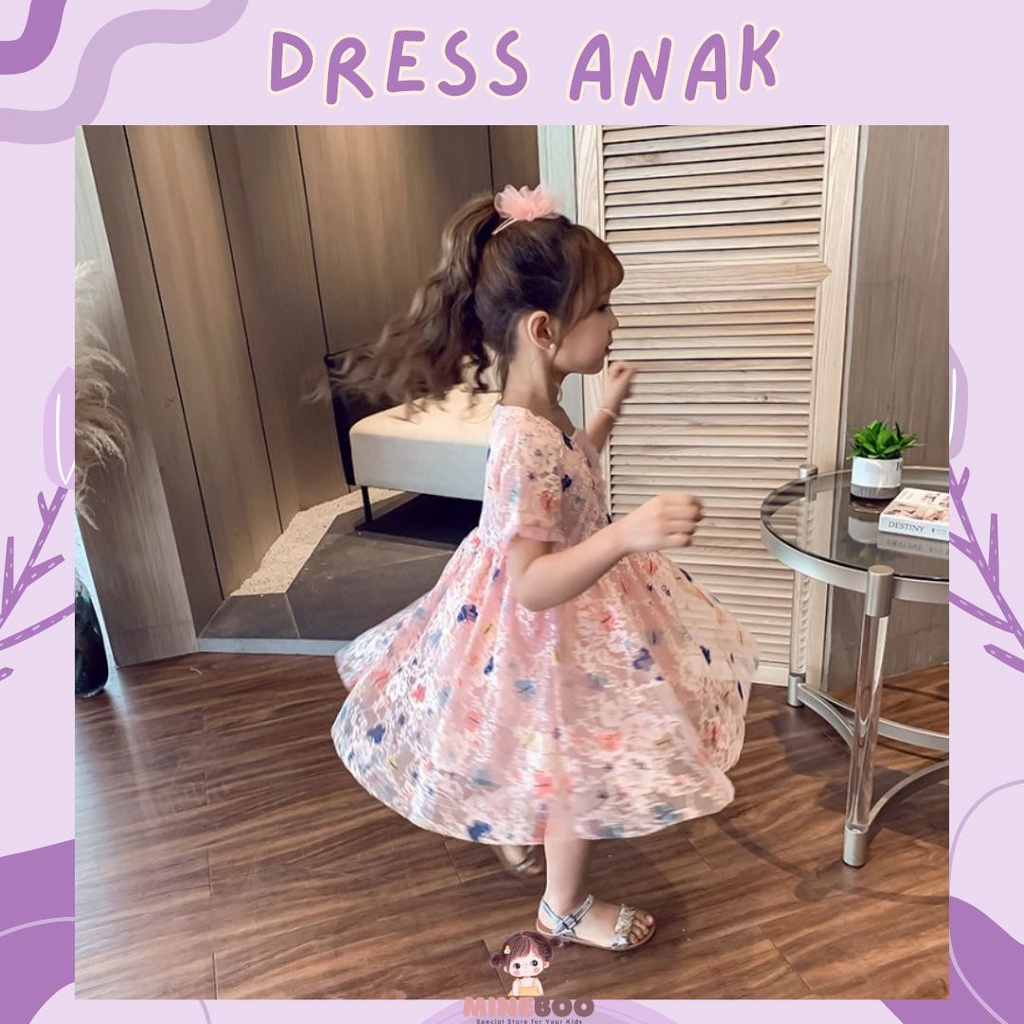 mineboo -  DRESS COLOURFULL BUTTERFLY EBV 1-8tahun Dress anak perempuan /rok anak cewek/kado anak perempuan/pakaian anak sifon