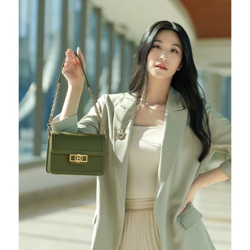 BUTTONSCARVES PL IZZY SHOULDER BAG DARK GREEN