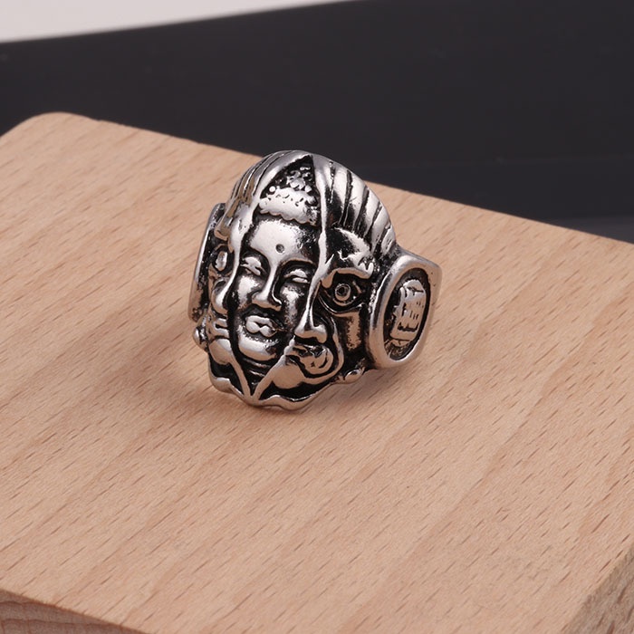 Cincin Desain God and devil Gaya Vintage China Untuk Pria