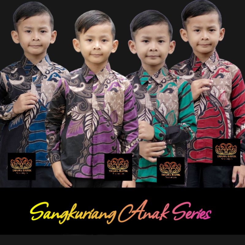 Baju Kemeja Batik Anak Cowok Lengan Panjang Terbaru Terlaris Bahan Katun M L XL XXL