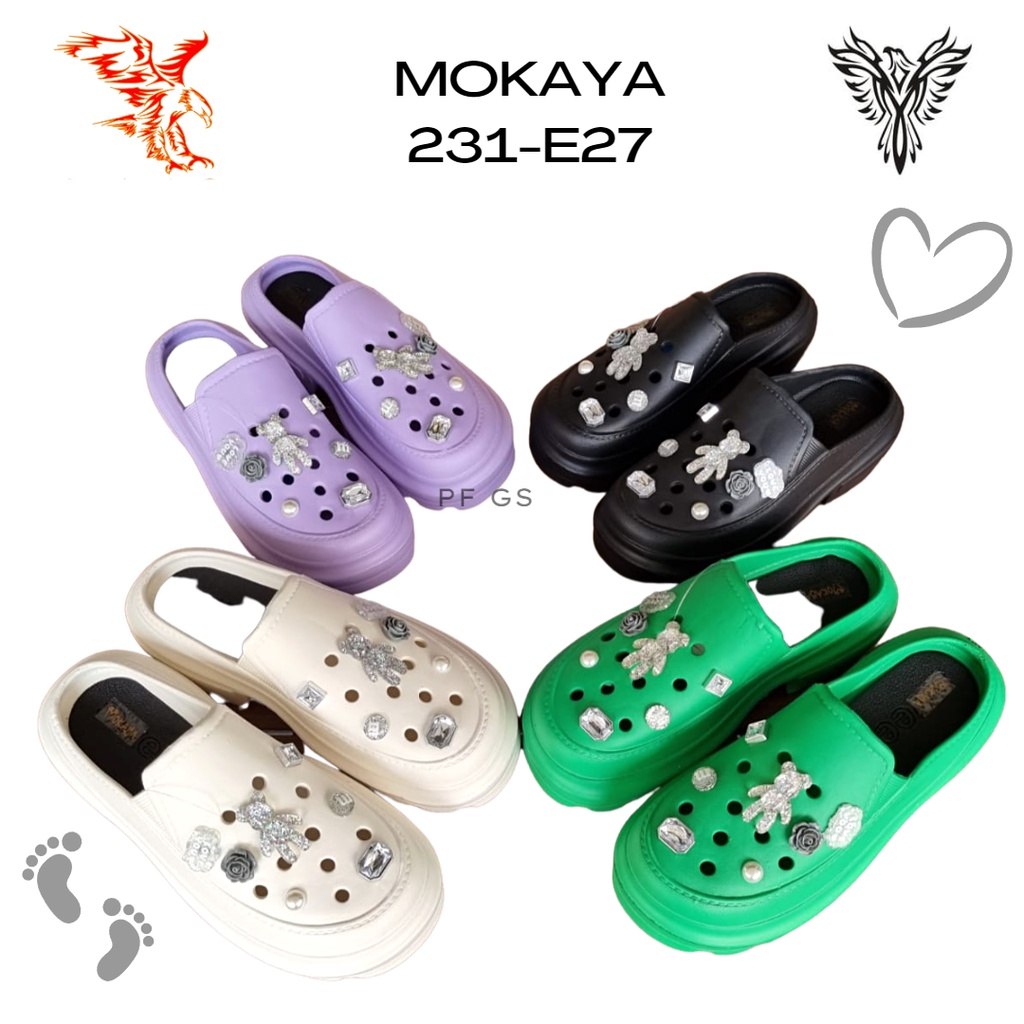 Sandal Selop Wedges Wanita Mokaya E231 -27 Fuji Bear Permata Blink Import Lux Trendy