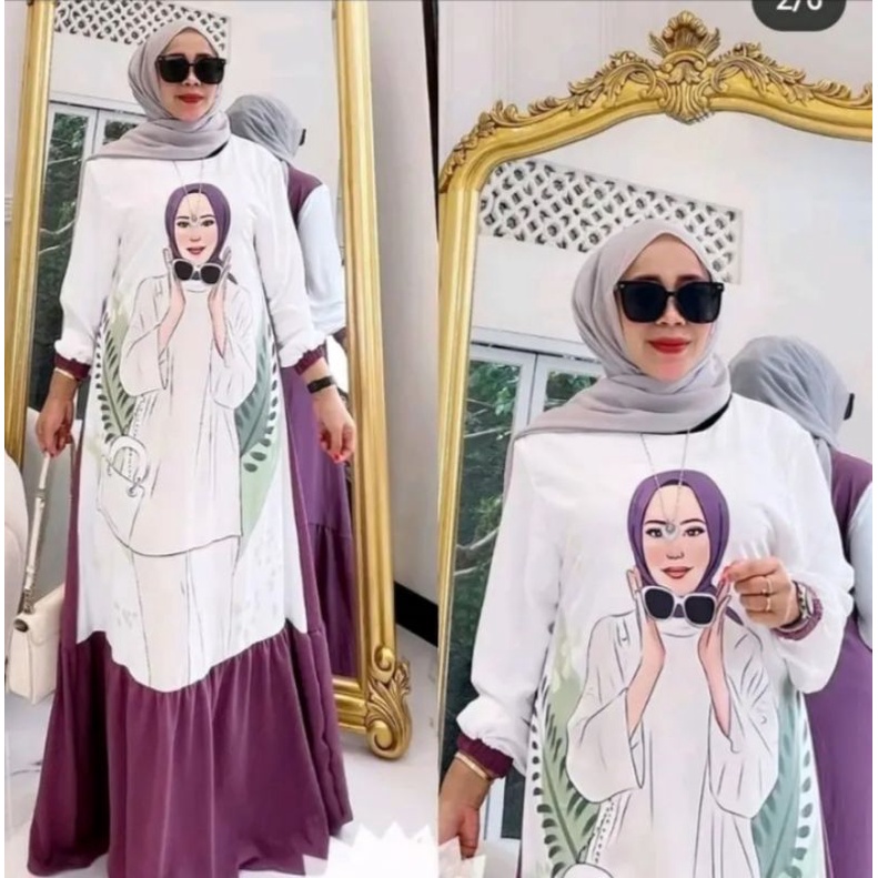 GAMIS REMPEL BAWAH SABLON PRINTING CRINGKLE AIRFLOW IMPORT
