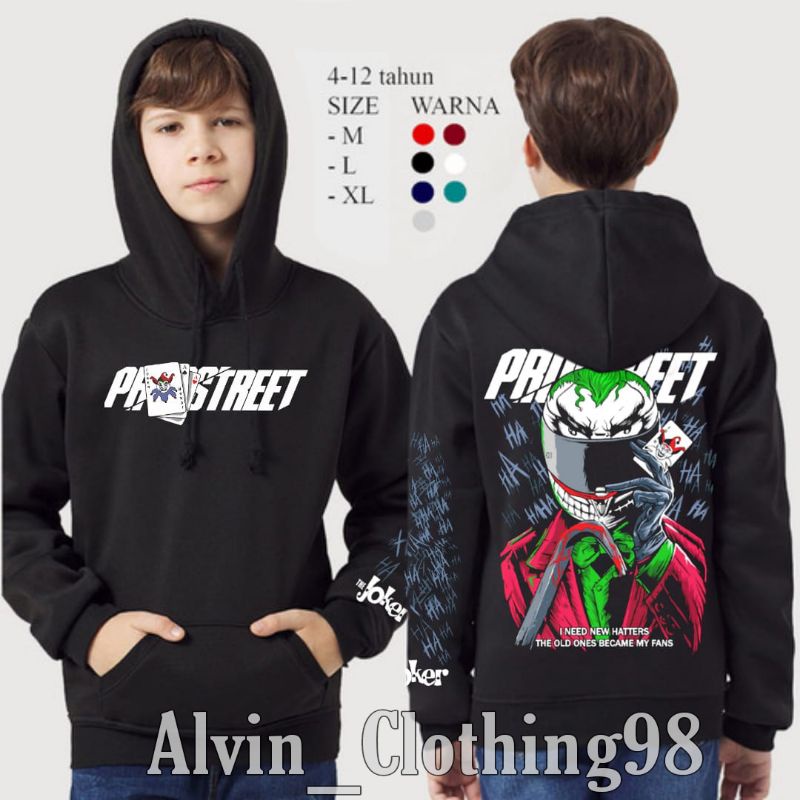 Hoodie Prostreet Anak Joker Rider | New Black Premiun DTF | Hoodie Anak laki - laki 4 - 10 th