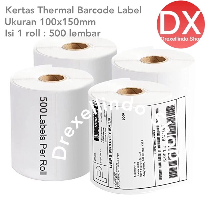 Kertas Thermal Label Barcode Stiker 100x150mm 500 lembar