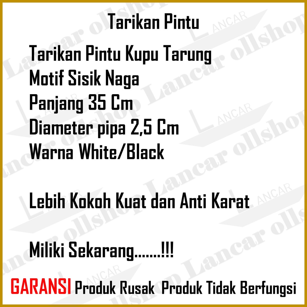 Handle Pintu Rumah 35 Cm / Gagang Pintu Rumah / Tarikan Pintu Kupu Tarung / Pegangan Pintu Minimalis 2 Pintu / Tarikan Pintu Rumah Sisik Naga