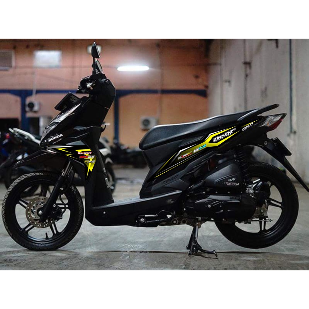 COD / VARIASI STRIPING STICKER HONDA BEAT ESP/NEW STIKER VARIASI MOTIF RACING HITAM KUNING NEW