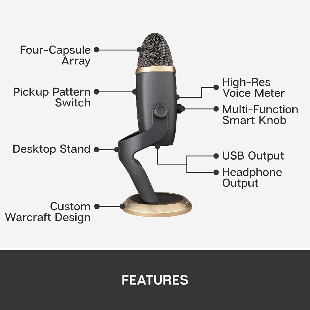 BLUE Microphones YETI X - WORLD OF WARCRAFT Edition - Professional USB Condenser Microphones - Mikrofon Condenser Terbaru Hasil Kolaborasi dengan WORLD OF WARCRAFT