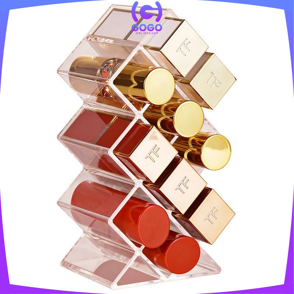 GOGO-K10 Kotak Lipstik Acrylic 10 Slot Rak Tempat Lipstik Alat Kosmetik Lipstick Organizer Rak Makeup