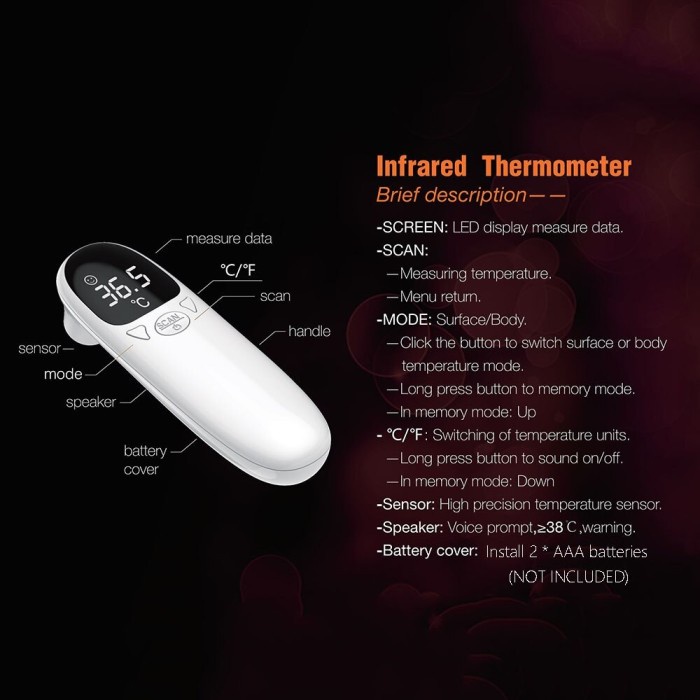 Infrared Termometer Gun Thermometer Ukur Suhu Badan Non Contact Fast 2