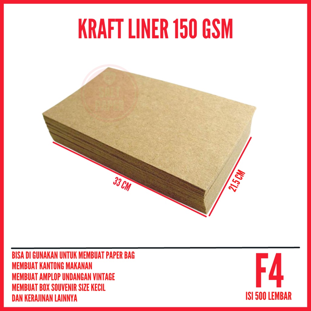 

Kertas Kraft F4 Liner 150 gsm isi 500 lembar / Kertas Kraft Coklat Liner 150 gsm