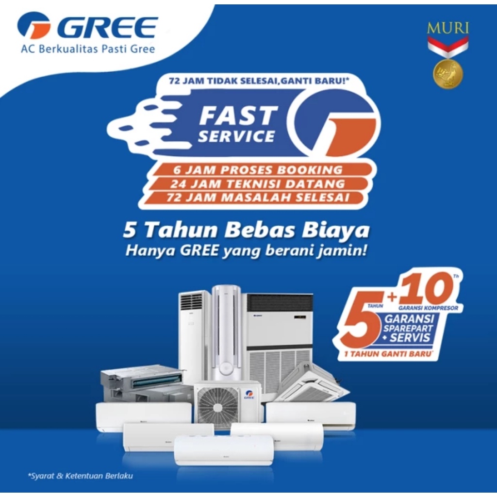 AC Inverter Gree 1/2 PK- GWC 05 F1S - ( Indoor & Outdoor )