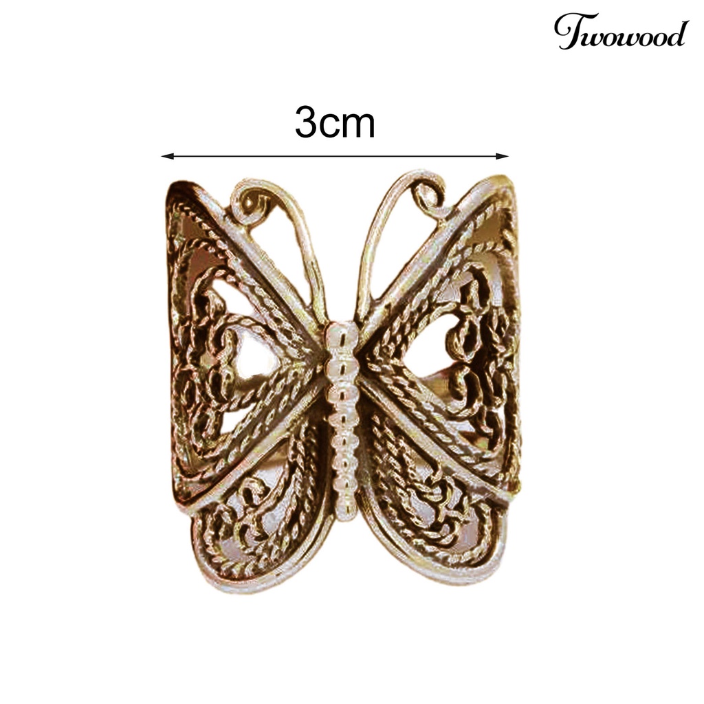 Cincin Jari Adjustable Desain Ukiran Butterfly Untuk Wanita