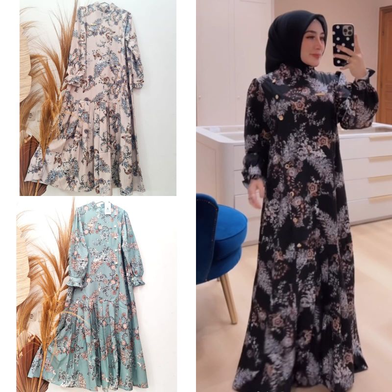 gamis silk bunga sakura  shellasaukia