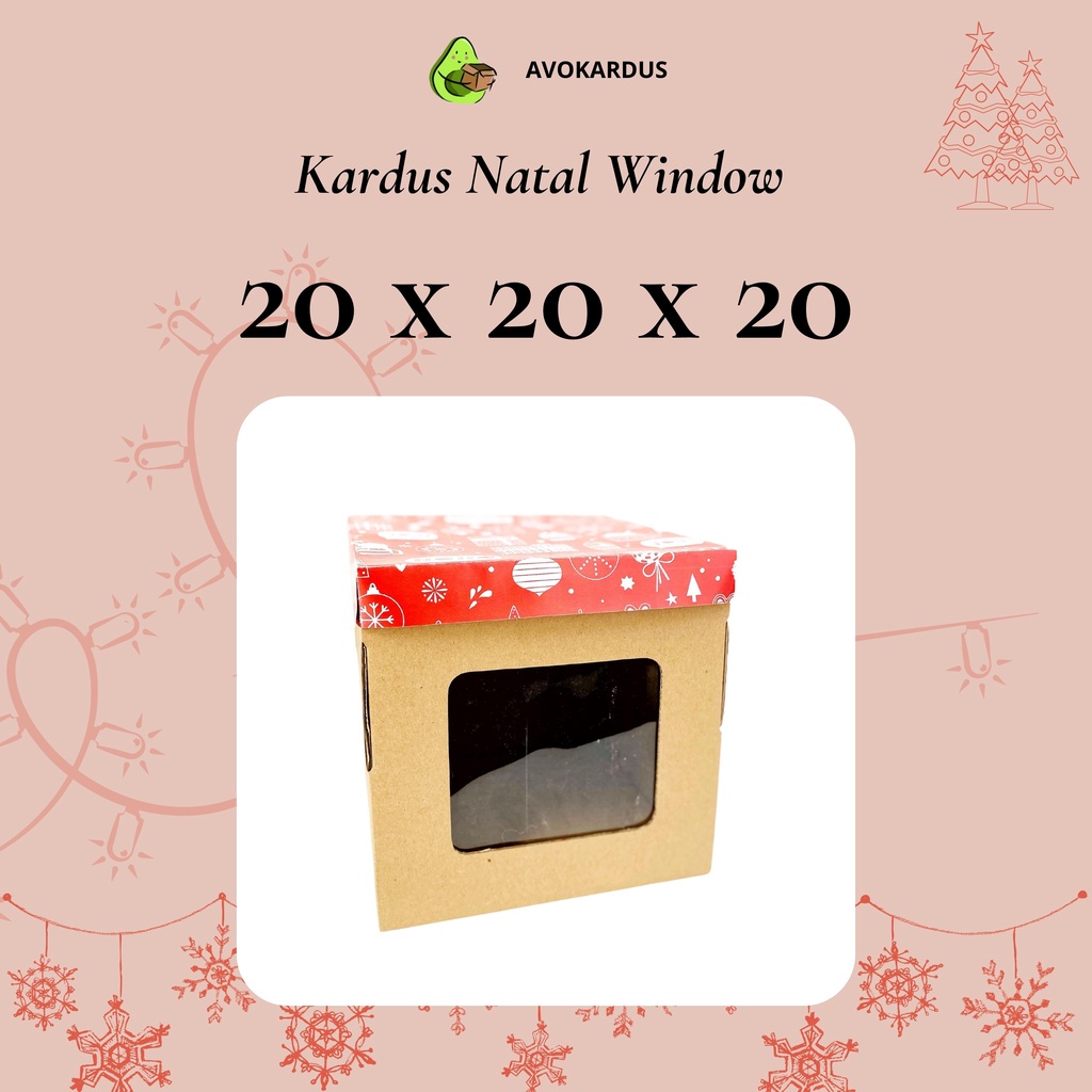

Kardus Natal 20x20x20 Window Top Bottom Kotak Dus Kue Tart