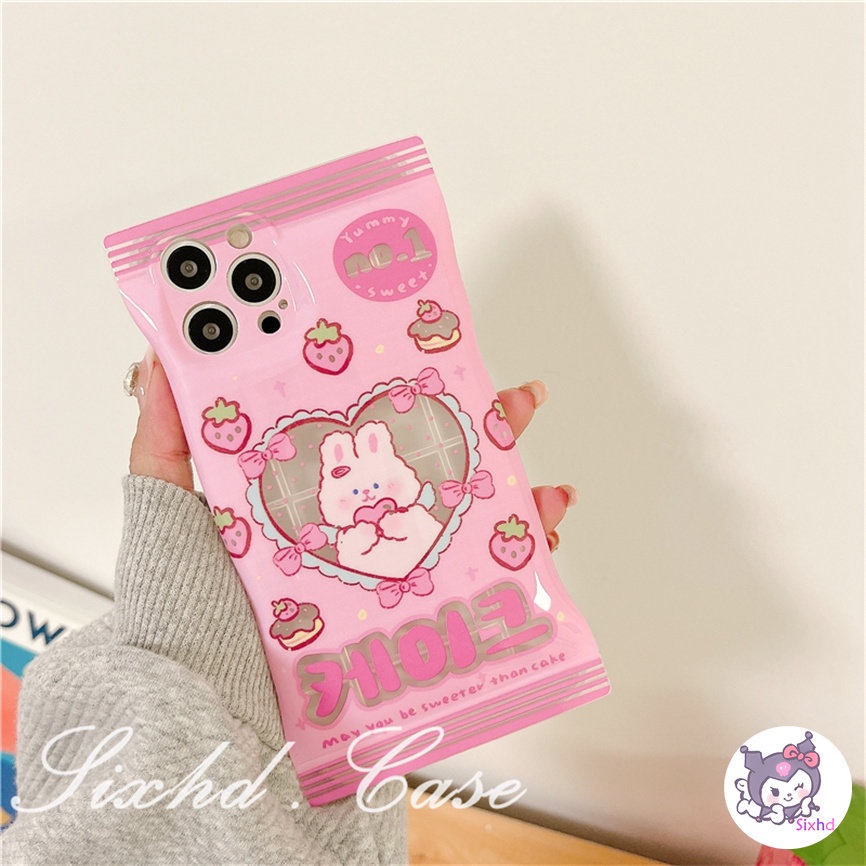 Redmi 12C 10C 10A 10 Redmi Note 12 11 11s 10s 10 9 8Pro Redmi 9T 9C 9A 9 Xiaomi 12 Lite 11Lite 12T 11T 10T Poco M3 X4Pro Snack Bag Case Cartoon Pink Love Heart Rabbit Phone Case Soft Cover