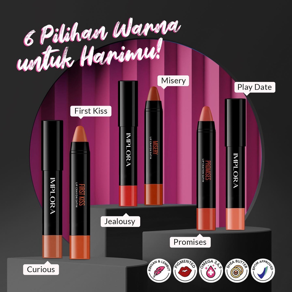 IMPLORA LIP CRAYON SATIN | LIPCRAYON | LIPSTIK | LIPSTICK BPOM