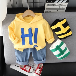 Setelan Anak Laki Laki ASHTON Pakaian Set 2pcs Hoodie Sweater dan Celana Jeans Panjang Anak  Import