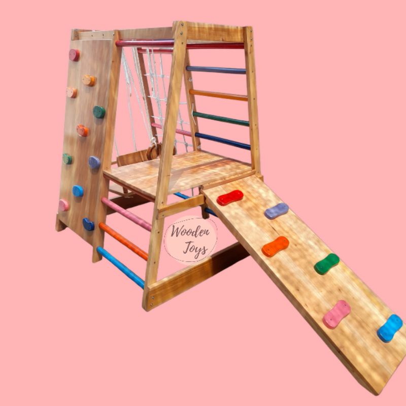 Wooden Toys / Brakiasi Bisa Custom Tinggi / FREE AYUNAN SAFETY / Brakiasi Double Climbing / Mainan B