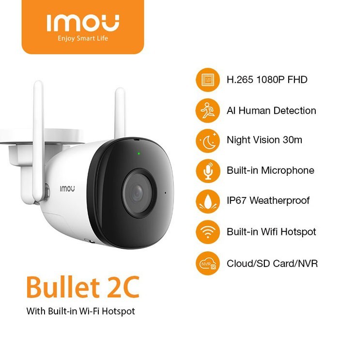 Imou Bullet 2C Smart Wifi IP Cam Outdoor Wireless IP Camera