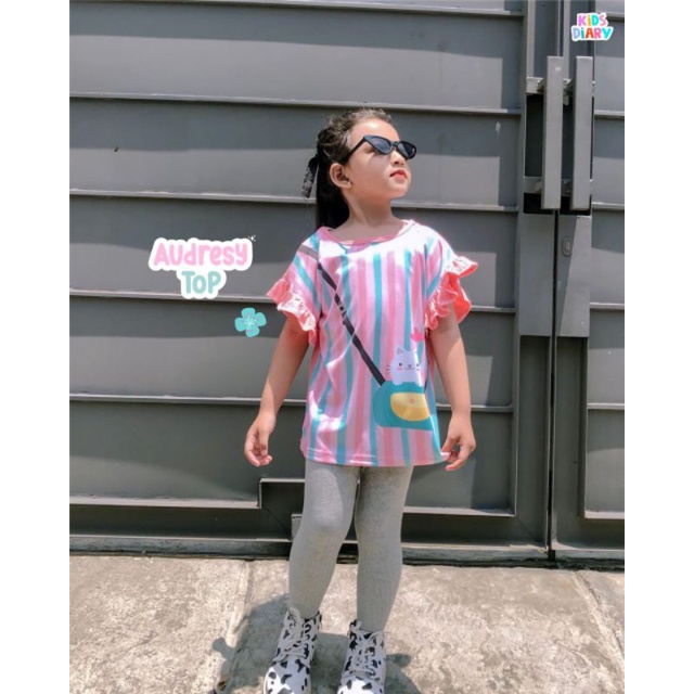 Baju Atasan Kaos Anak Perempuan Bahan Katun Kids Diary Audresy Top