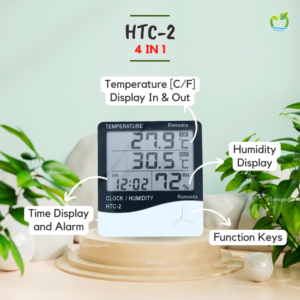 Jual HTC-2 - 3 Row Display - In/Out Thermometer, Hygrometer & Clock