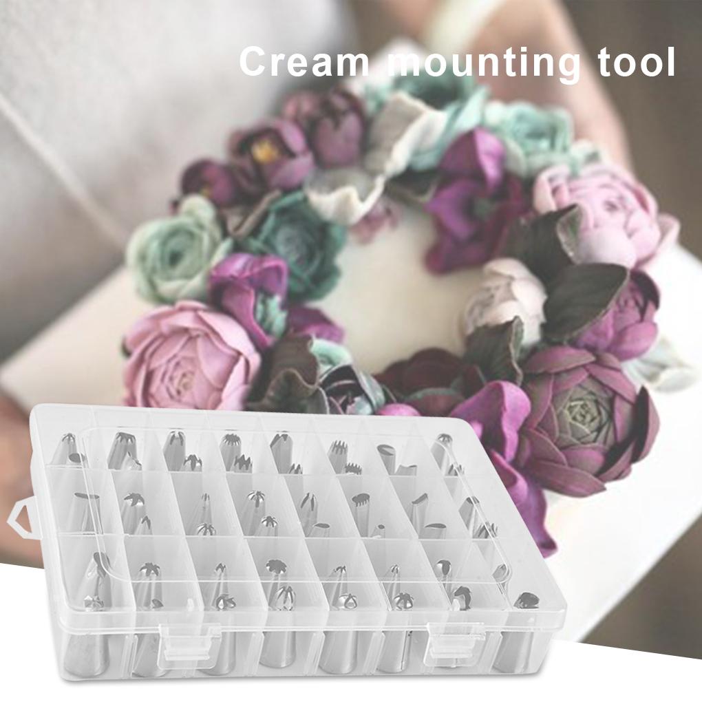 48pcs/set Icing Piping Tips Set Nozzle Cupcake Icing Piping Tips Set Pembuat Cookies Cream Puffs Rame-Rame Baking Tools Kit