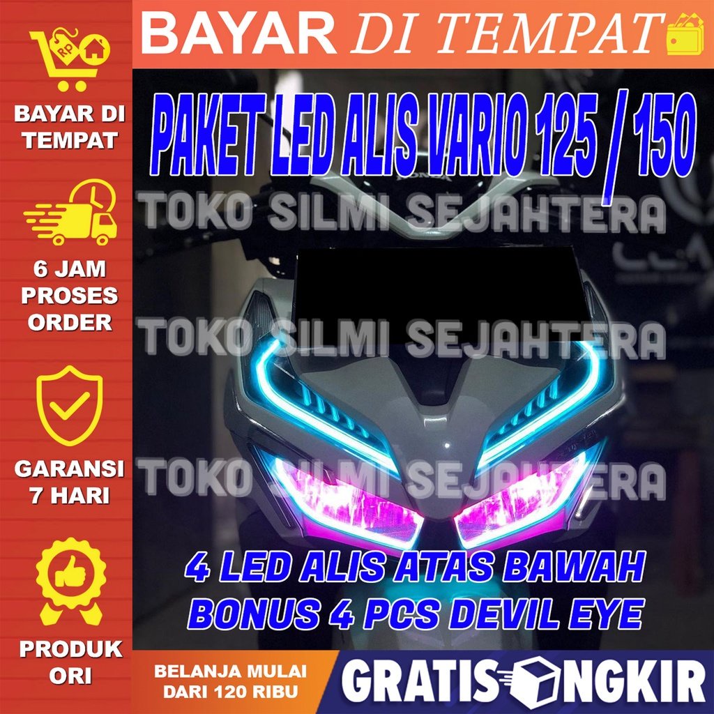 LAMPU ALIS BONUS DEVIL EYE VARIO 125 VARIO 150 LAMPU ALIS DRL VARIO LED V3 BONUS DEVIL EYES NEW LAMP