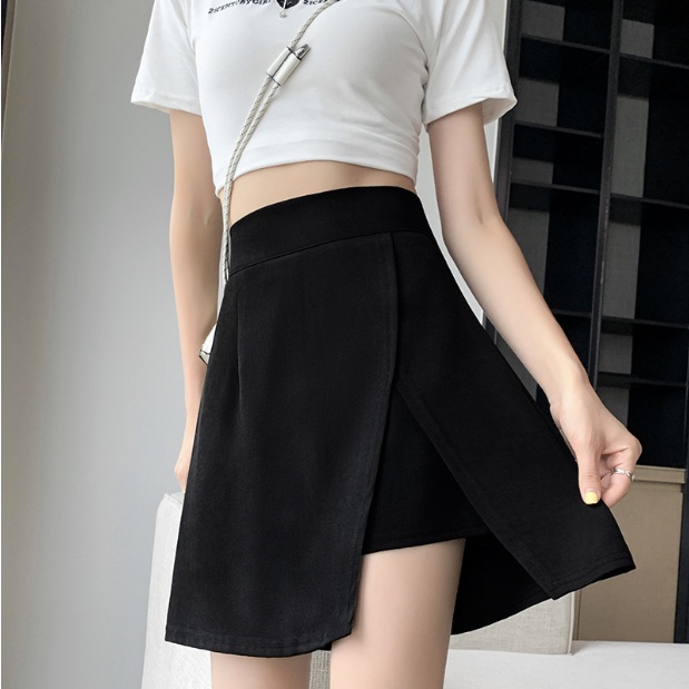 GirlWish Korean Sexy Mini A-Line Skort / Korean High Waist Mini A-Line Skirt / Rok Pendek Korea / Mini Skirt Polos