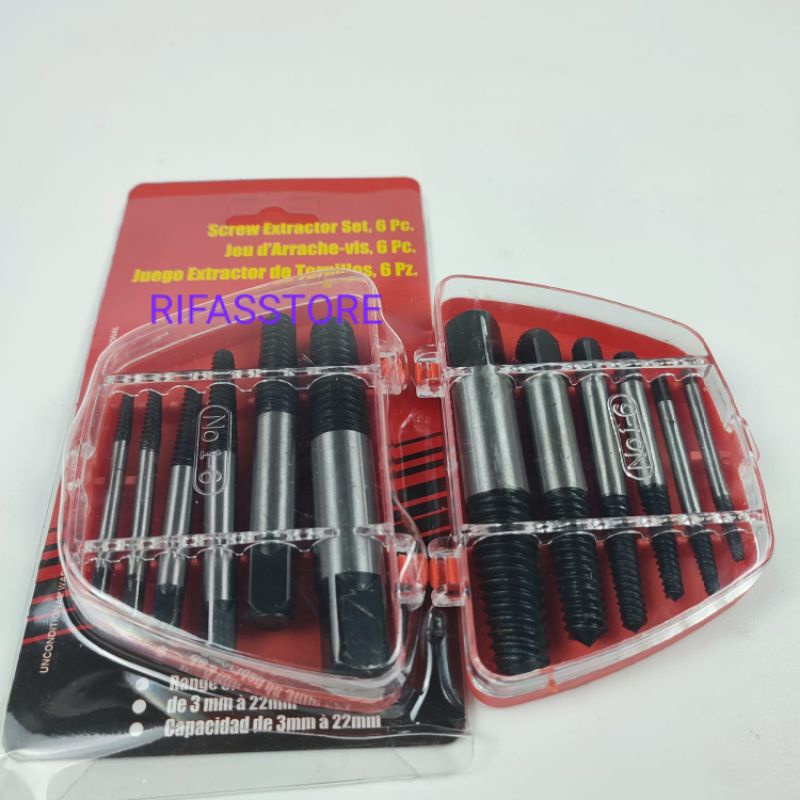 EXTRACTOR ALAT  BUKA BAUT 6 PCS Alat Buka Baut Patah