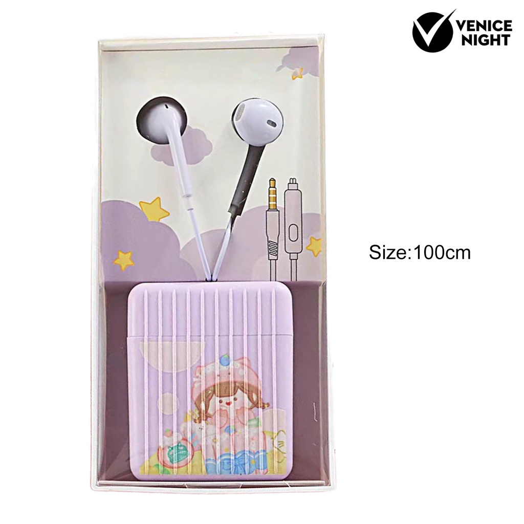 (VNEP) (Berkabel) Earbud High Fidelity Sensitif Univeral Lovely 3.5mm Stereo Olahraga In-ear Earbud dengan Kotak Penyimpanan untuk Merekam Lagu