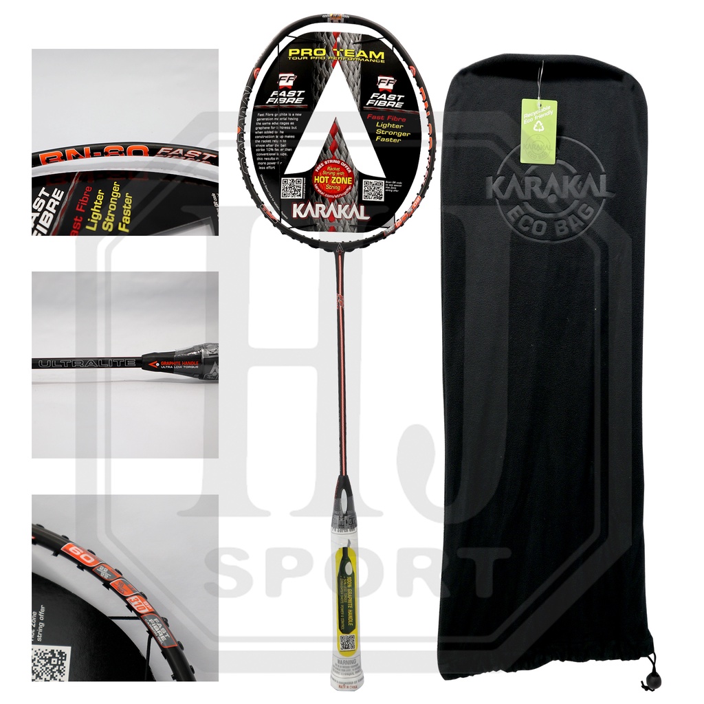 Raket Original Karakal BN60  BN 60 Bonus Senar Tas Kaos Badminton