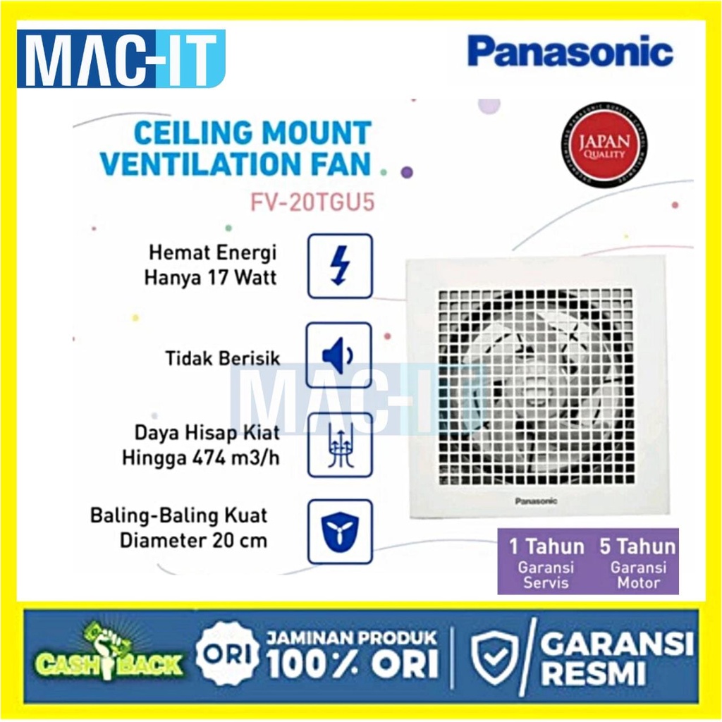 EXHAUST FAN PANASONIC PLAFON 8" INCH FV-20TGU5 / 20TGU5 / 20 TGU