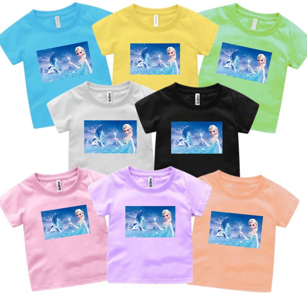 ATASAN BAJU KAOS ANAK/REMAJA PEREMPUAN 1-12TAHUN FROZEN PRINCES ELSA KEKINIAN S-3XL WARNA