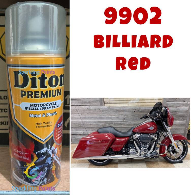 Pilox Diton Premium Harley Billiard Red HC 9902 400ml Warna Merah Glossy Solid H 9902 H9902 HC9902**** Pylox Motor