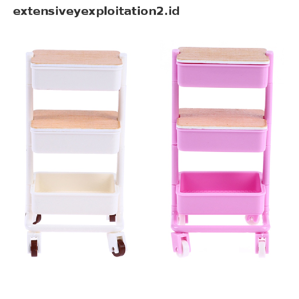 Mainan Miniatur Trolley Makan Dengan Roda Untuk Dekorasi Rumah Boneka 1: 12