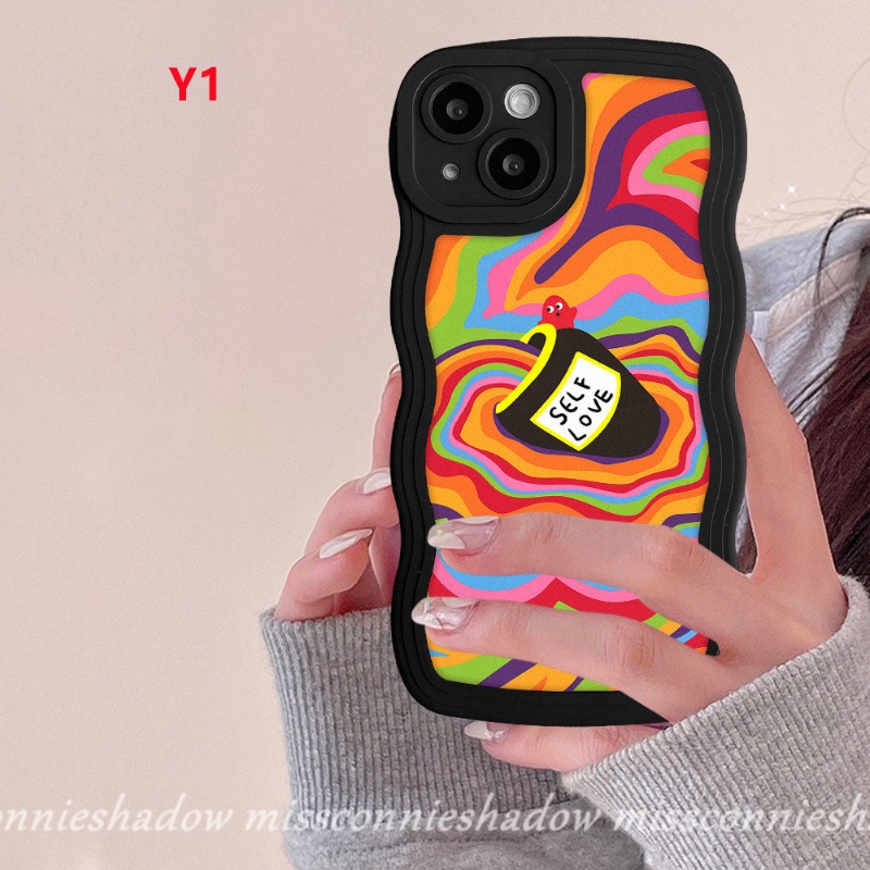 Realme 10 9i 9Pro+ 8I C33 C30 C15 C12 C35 C25s C25Y 7I 8 5 5i 5s 6i C21Y C11 C20 C25 C20A C3 Shockproof Casetify Watercolor Label Love Self Colorful Wavy Edge Soft TPU Back Cover