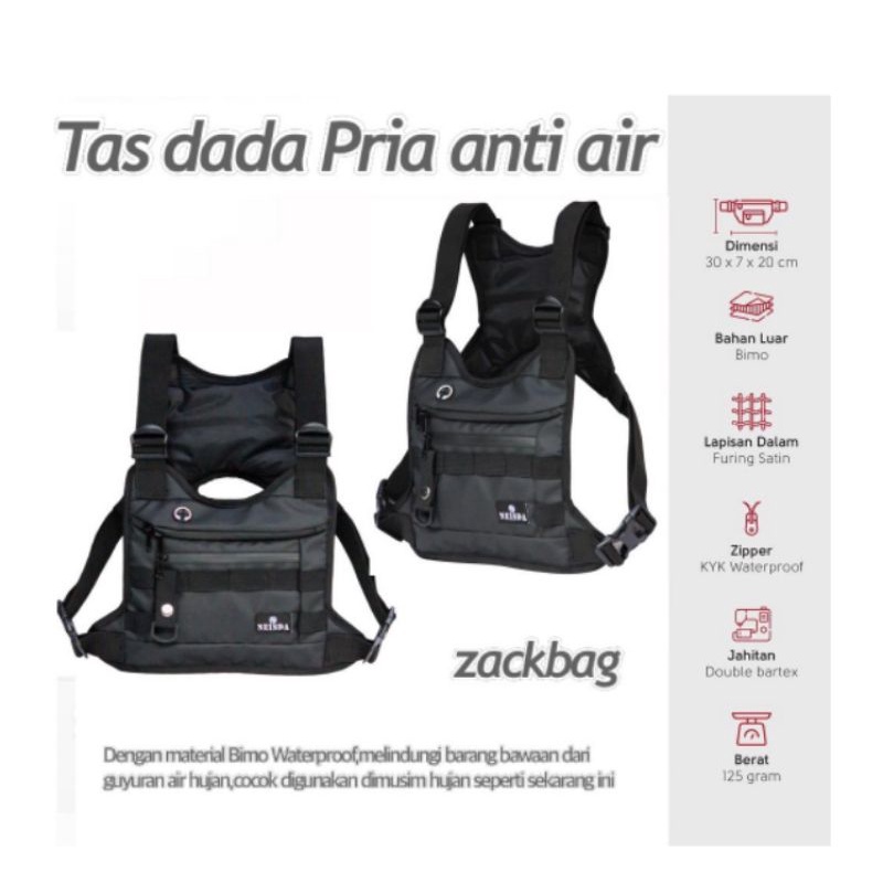 Tas dada Pria terbaru anti air Chestbag V2 Material Bimo Waterproof