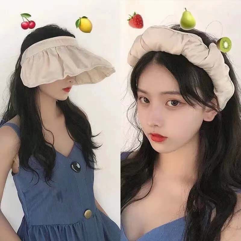 TOPI PANTAI WANITA LEBAR LIPAT PELINDUNG UV MATAHARI KOREAN STYLE