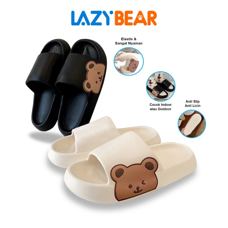 Lazy Bear Sendal Beruang Wanita/ Slip-On Sandal Jelly /Anti Slip Rumah Sandal / Sandal Jelly Import Wanita/ H03 Kamar Mandi Slipper