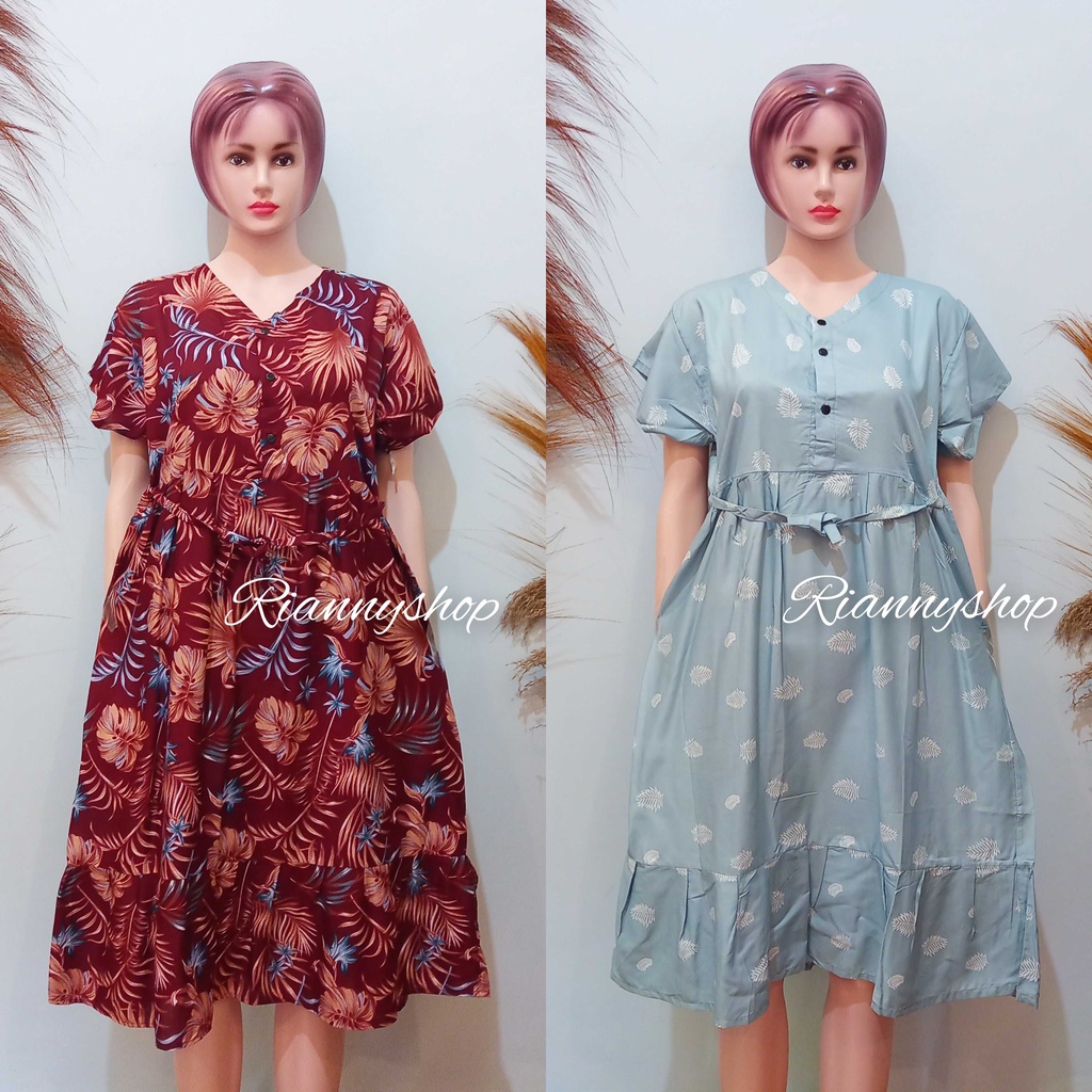 DRESS RUFLE BCL KANCING BUSUI BUMIL FRIENDLY MOTIF POLOS