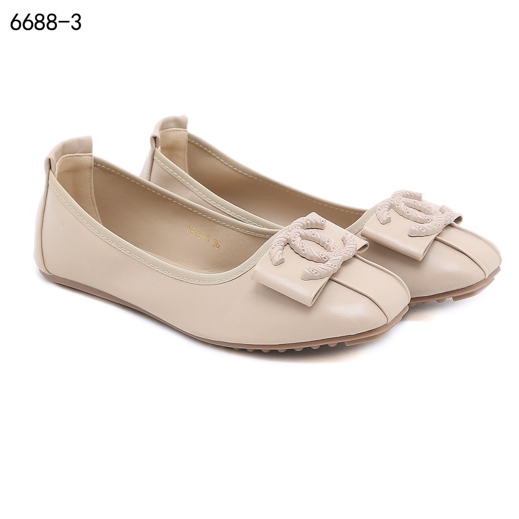 CH Leather CC Logo Bow Flats Shoes 6688-3