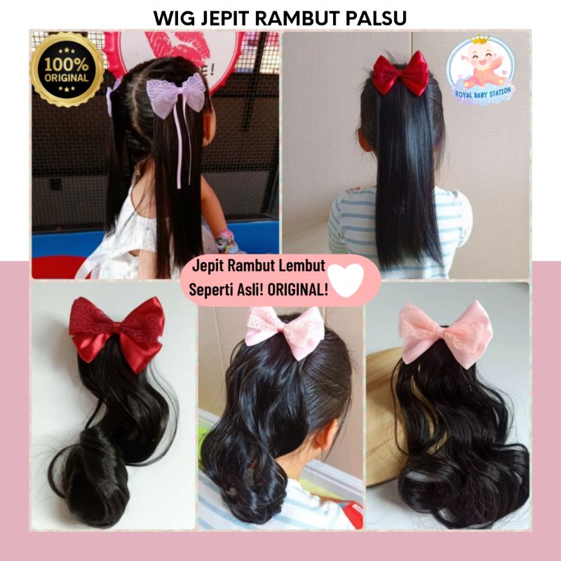 New Wig Jepit Rambut Anak Panjang Lurus Ikal Keriting Original Super Lembut