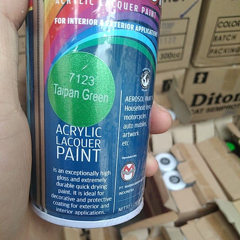 saporo acrylic lacquer paint pilok pilox cat spray sapporo 150ml saporo 7123 taipan green metallic green hijau metallic muda