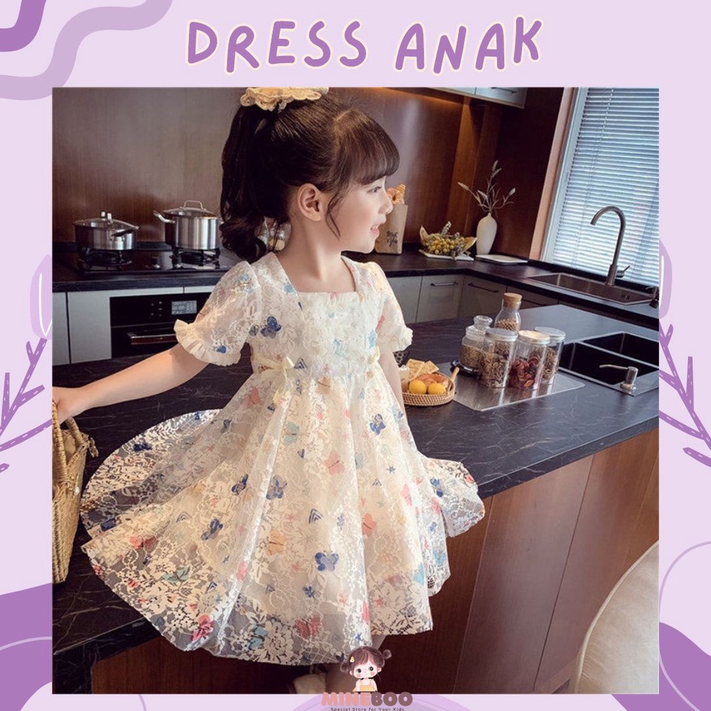 mineboo -  DRESS COLOURFULL BUTTERFLY EBV 1-8tahun Dress anak perempuan /rok anak cewek/kado anak perempuan/pakaian anak sifon