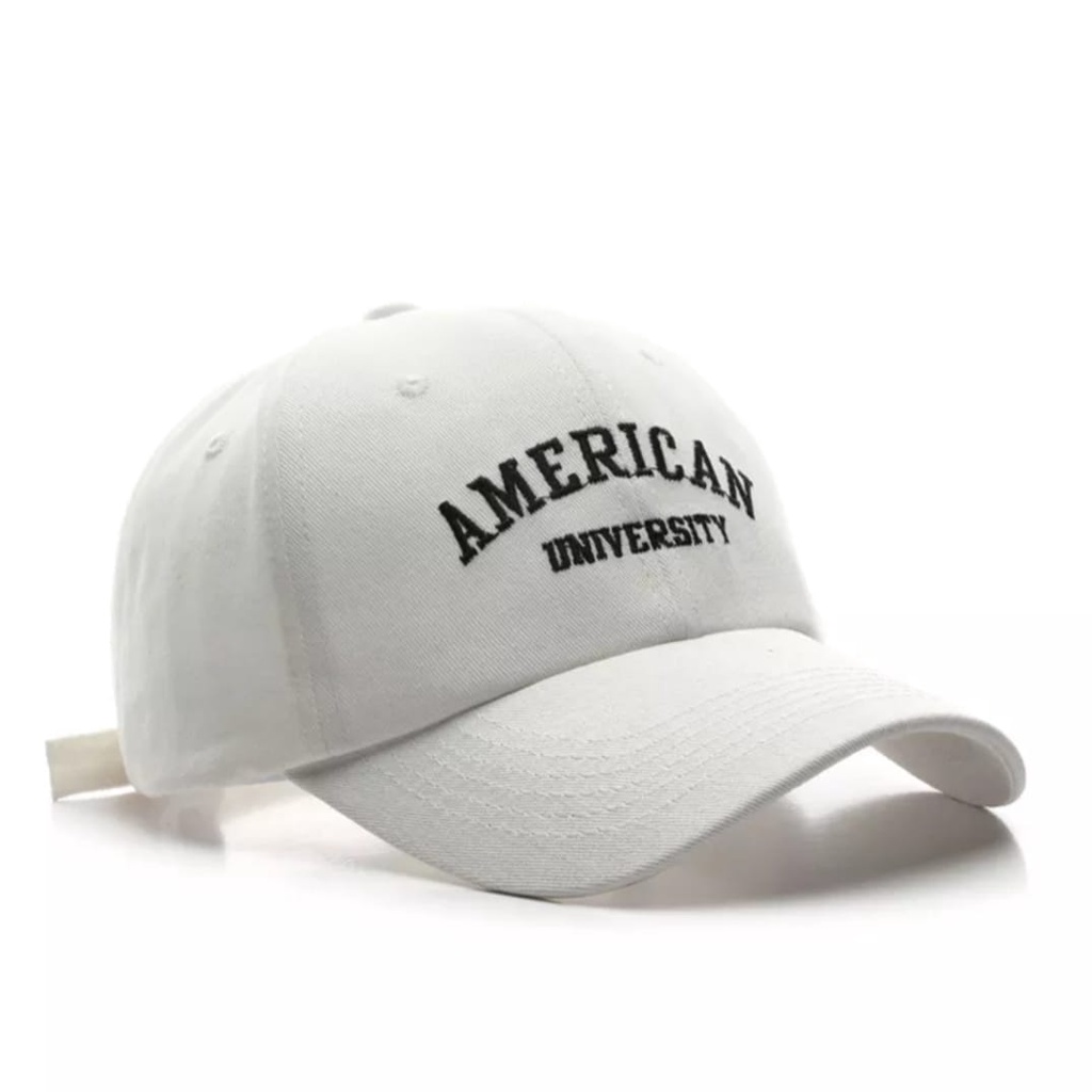 Topi Baseball Hat Cap AMERICAN university  Casual Distro Vintage Pria Wanita terbaru bahan rapel denim di blakang cakep besi termurah COD